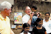 Bill Clinton and George Bush, Sr.,  Talk With Sri Lankan Children Who Survived the Tsunami