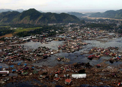 A flooded Sumatra Village