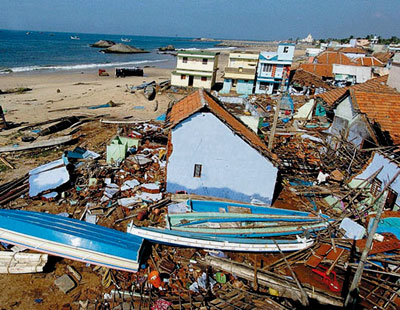 Destroyed houses in Kolachal-India